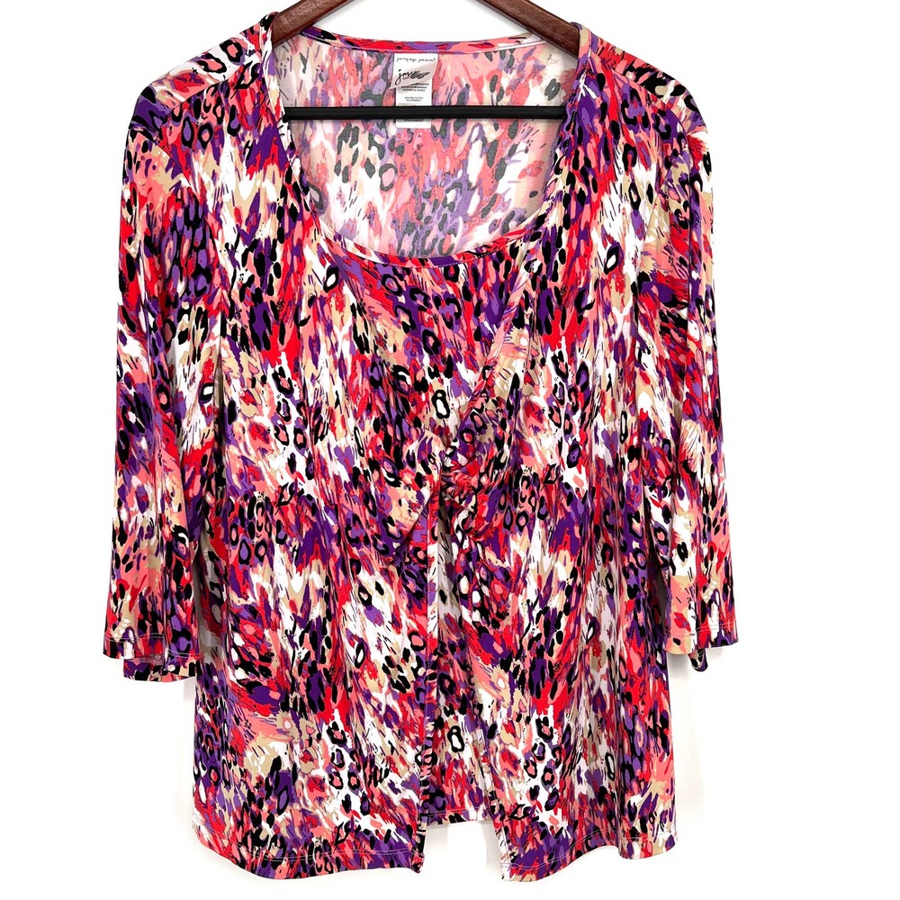 NWOT JMS Just My Size Plus 2X 18W 20W Stretchy Pink Purple Blouse Shirt Top